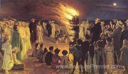 Feu de joie St John's Eve sur la plage de Skagen