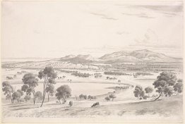 Les collines de Warrion vues de Robertson's Hill près de Colac e