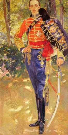 Portrait du roi Alfonso XIII dans l'uniforme des Hussars