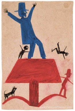 Untitled (homme bleu sur objet rouge)