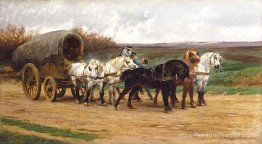 Un wagon et une équipe de chevaux