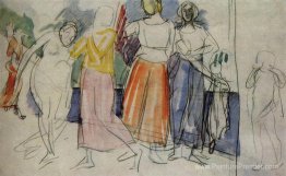 Croquis des filles de peinture sur la Volga