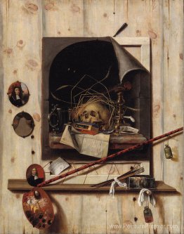 Trompe L'Oeil avec Studio Wall et Vanitas Still Life