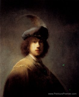 Autoportrait dans un chapeau à plumes