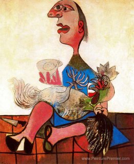 Femme avec du coq