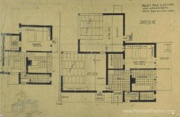 Double conception de studio, plans et axonométrie