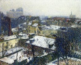 Les toits de Paris dans la neige, la vue du studio de l'artiste