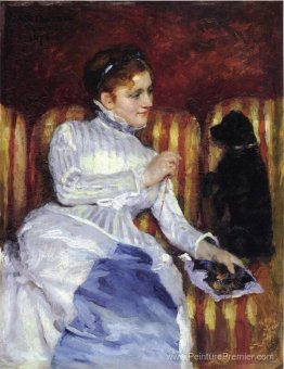 Femme à rayures avec un chien (également connu sous le nom de je