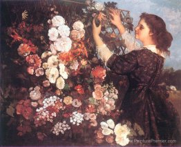 Le treillis (jeune femme arrangeant les fleurs)