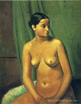 La femme nue devant la suspension verte