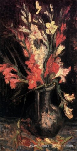 Vase avec glaïeri rouge