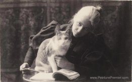 Amelia van Buren avec un chat