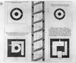 Section verticale de la colonne Trajan, avec six plantes prises