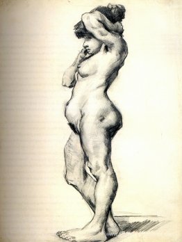 Femme debout nue vue de côté