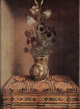 Nature morte avec une cruche avec des fleurs. Le verso du portra