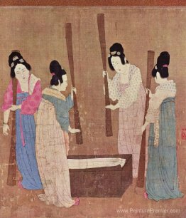 Femmes préparant la soie (après Zhang Xuan)