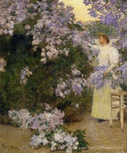 Mme Hassam dans le jardin