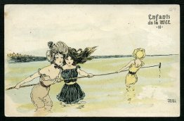 Garçons et filles en mer