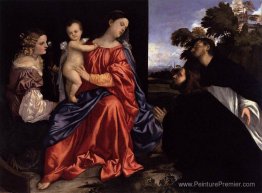 Madonna et enfant avec Sts Catherine et Dominic et un donateur