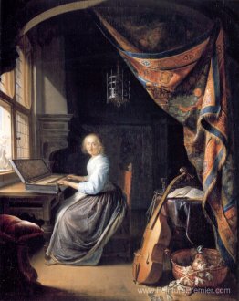 Une dame jouant le clavichord