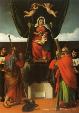 Madonna et l'enfant intronisé avec quatre saints