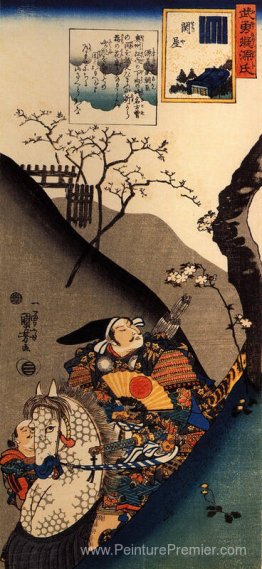 Minamoto Yoshiie à la barrière de Nakoso