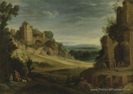 Paysage avec une fête de chasse et des ruines romaines