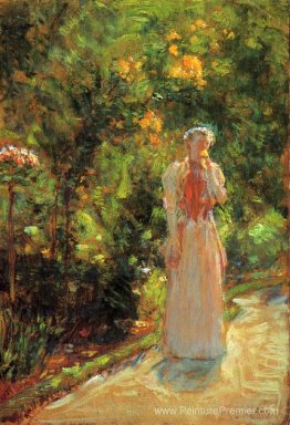 Mme Hassam dans le jardin