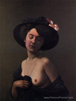 Femme avec un chapeau noir