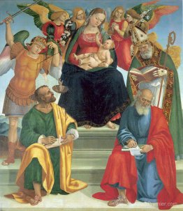 Madonna et enfant avec des saints et des anges