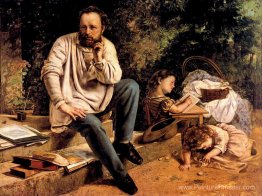 Pierre Joseph Proudhon et ses enfants en 1853