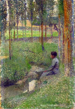 Femme au bord de la forêt