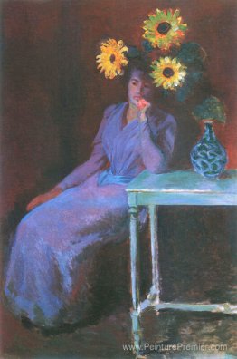 Portrait de Suzanne Hoschede avec des tournesols