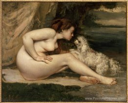 Nude femelle avec un chien (portrait de la leote Renaude)