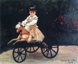 Jean Monet sur un cheval mécanique