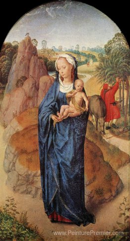 Vierge et enfant dans un paysage