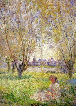 Femme assise sous les saules