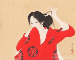 Bijin en kimono rouge