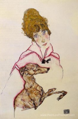 Femme avec Greyhound (Edith Schiele)