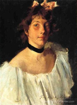 Portrait d'une dame dans une robe blanche (alias Miss Edith Newb