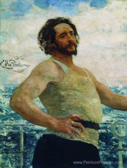 Portrait de l'écrivain Leonid Nikolayevich Andreyev sur un yacht