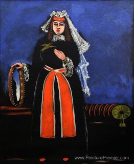 Femme géorgienne avec du tambourin