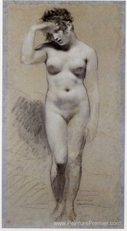 Dessin de nue femelle au charbon de bois et à la craie