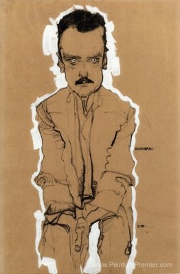 Portrait d'Eduard Kosmack, frontal, avec des mains jointes