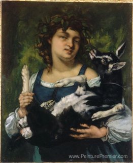 La fille du village avec un chèvre