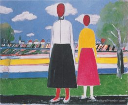 Deux figures dans un paysage