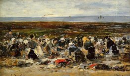 Laundress sur la plage, marée basse