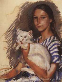 Portrait de Natasha Lancere avec un chat