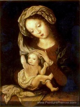 Madonna et enfant avec des cerises