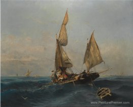 Bateau de pêche dans les eaux agitées